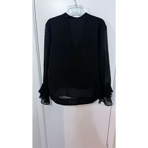Club Monaco Black Silk Blouse Tiny Polka Dots Womens SZ XS - Picture 5 of 9